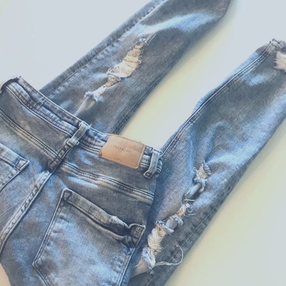 ZARA Skinny Distressed Trafaluc Denim Jean Size 02 - Picture 4 of 9